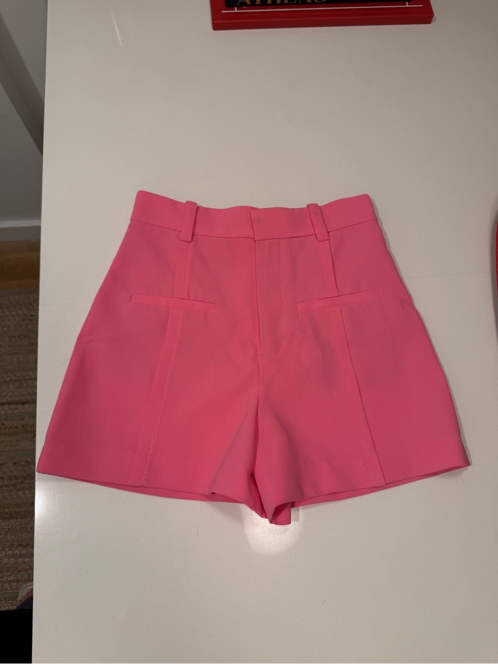 Zara Hot Pink High-Waist Tailored Shorts